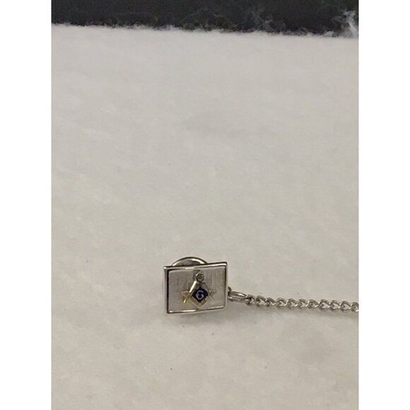 Vintage Silver Tone Swank Freemason Small Square Tie Tack (1485) - Picture 2 of 4